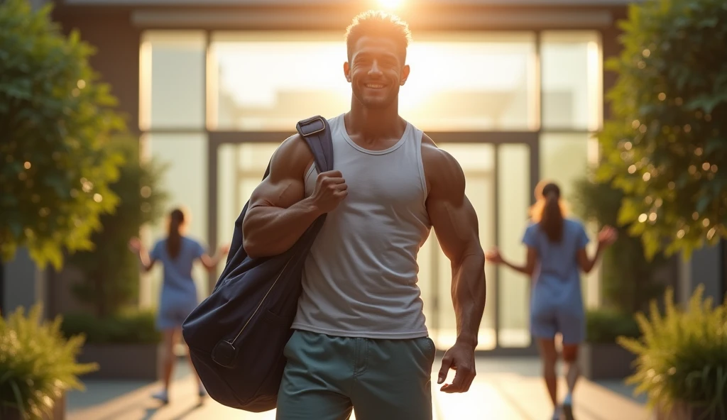 Hospital dischrage patient bodybuilder student