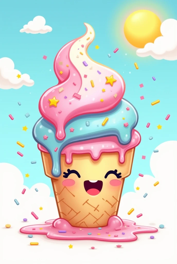 logo ice cream cup melted stroke