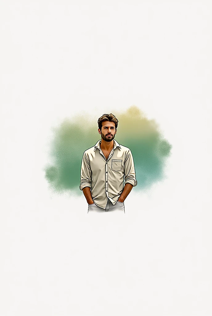 Make the image of a realistic man, but in drawing, let it be simple