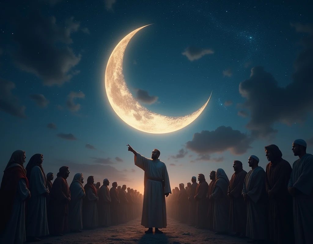 Another significant miraculous event associated with Prophet Muhammad is the **Splitting of the Moon**. This event is one of the most well-known miracles attributed to him in Islamic tradition.

### **The Splitting of the Moon**

#### **1. **The Event:**
- According to Islamic tradition, the Splitting of the Moon occurred when the Prophet Muhammad was challenged by the Quraysh, the leading tribe in Mecca, to perform a miracle to prove his prophethood.
  
- In response, by the will of God, Muhammad pointed to the moon, and it is said that the moon split into two distinct halves, with each half appearing on either side of the sky. The two halves were then rejoined, returning the moon to its normal state.

#### **2. **Quranic Reference:**
- The event is referenced in the Quran in Surah Al-Qamar (54:1-2):
  - **"The Hour has come near, and the moon has split [in two]. And if they see a sign, they turn away and say, 'Passing magic.'"**

#### **3. **Significance:**
- **Affirmation of Prophethood:** The Splitting of the Moon is considered one of the greatest miracles performed by Muhammad and is seen as a divine confirmation of his prophethood, especially in response to the demands of skeptics among the Quraysh.
  
- **A Sign of the Day of Judgment:** The event is also interpreted as a sign of the approaching Day of Judgment, which is why the verse in the Quran mentions the nearness of "the Hour" (a reference to the Day of Judgment).

- **Rejection by the Disbelievers:** Despite witnessing the miracle, many of the Quraysh dismissed it as magic or sorcery, further solidifying the division between those who accepted Muhammad's message and those who rejected it.

#### **4. **Islamic Tradition and Commentary:**
- The story of the Splitting of the Moon is widely recorded in Islamic hadith literature, with numerous companions of Muhammad narrating the event.

- Islamic scholars have debated the physical nature of this miracle. Some consider it a literal event, while others inter