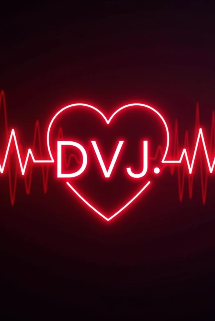 photo with a heartbeat design with red letters and a heartbeat lines in the background that says “DVJ❤️”