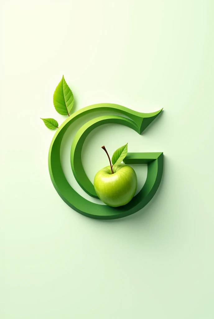 A very sophisticated logo with the initials M and G intertwined in a soft way and with references to fruits and nutrition and with green apples