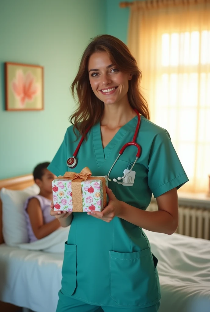 Sexy hot big brest nurse gift a mobile phone