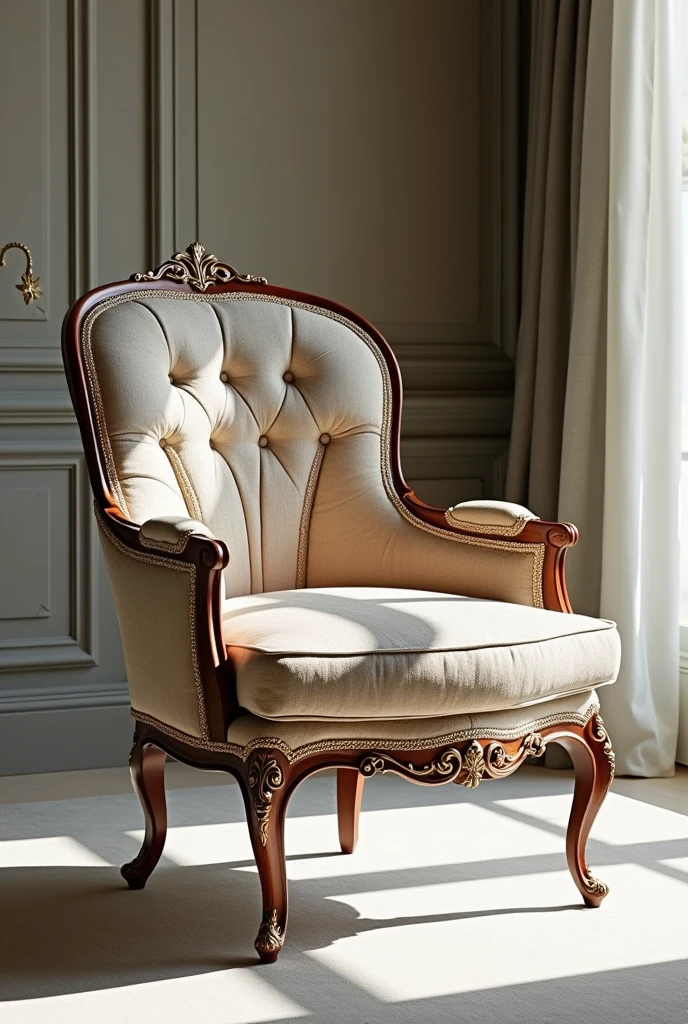 Create a chair that combines the neoclassical style of Louis XVI, the simplicity of the modern style and the dynamism of the futuristic style.