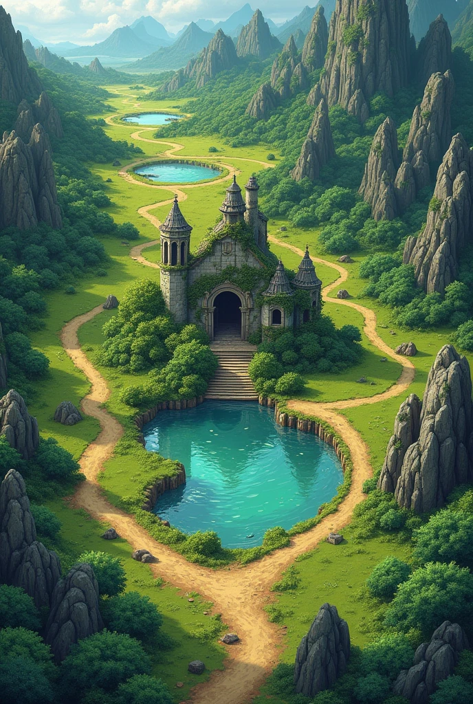 Generate a field for DND top view , with different locations