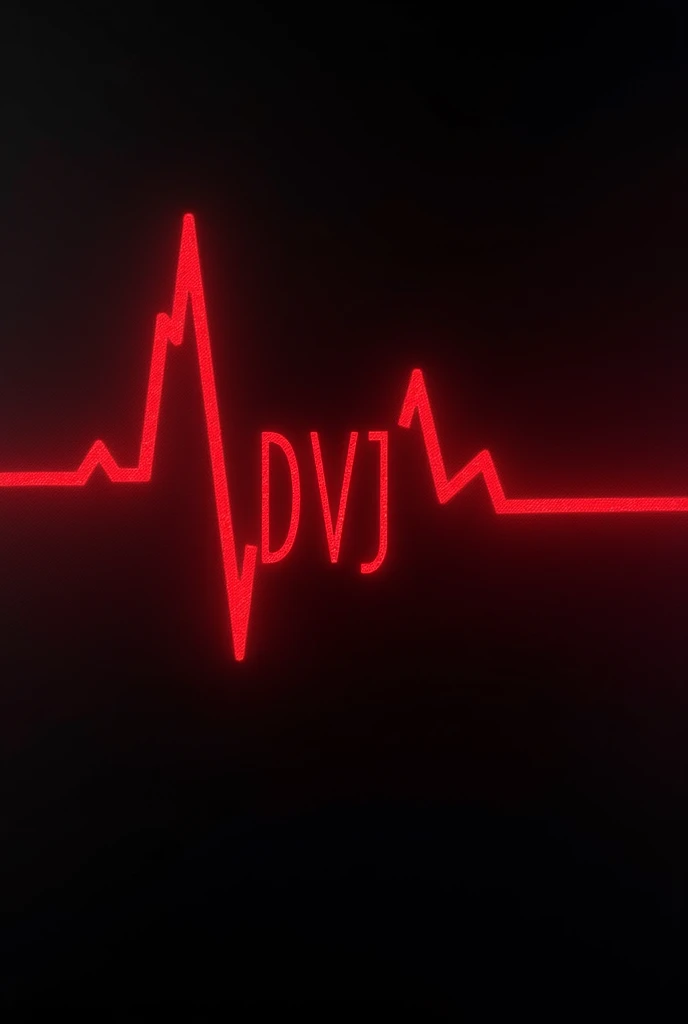 photo with a heartbeat design with red letters and a heartbeat lines in the background that says “DVJ❤️”