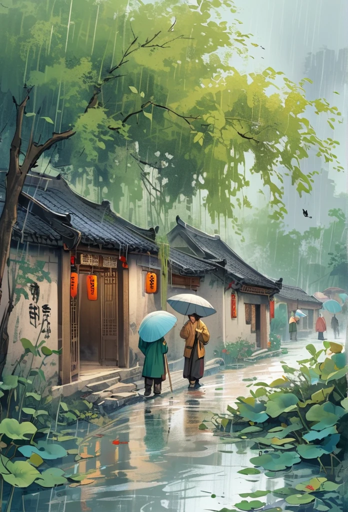 It rains heavily during the Qingming Festival, and pedestrians on the road feel like they are dying.I asked where the restaurant was, and the shepherd boy pointed to Xinghua Village.