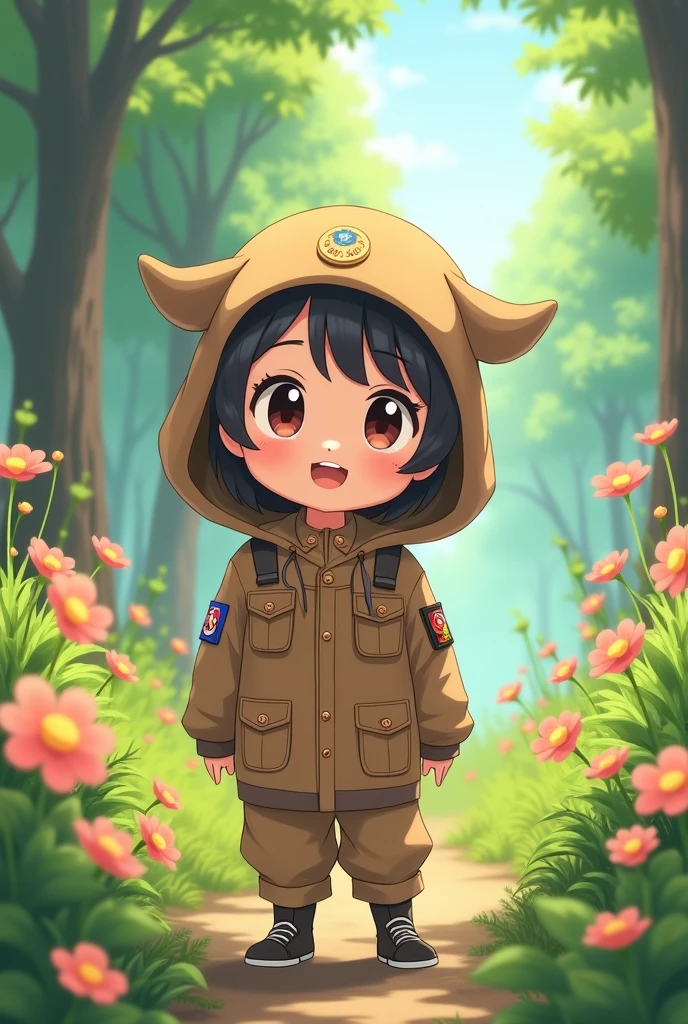 Brown combat uniform　Child　cute　　anime