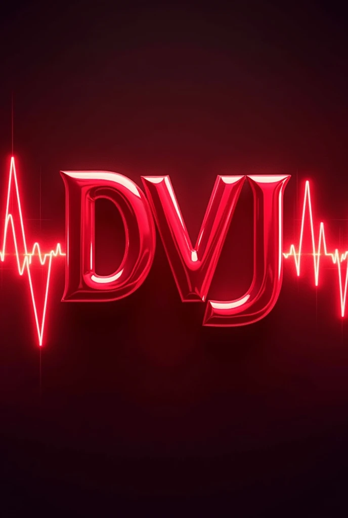 photo with a heartbeat design with red letters and a heartbeat lines in the background that says “DVJ❤️”