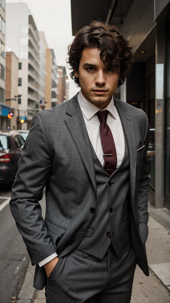 Man with short curly hair in suit