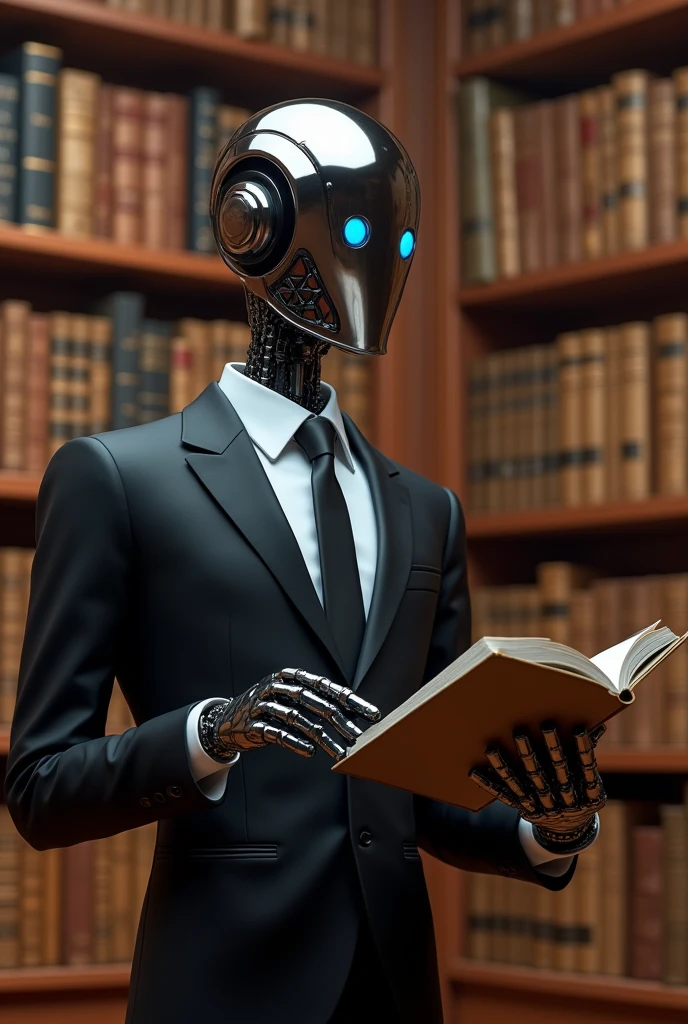 MAKE ME A ROBOT IN THE SHAPE OF A LAWYER WITH BOOKS