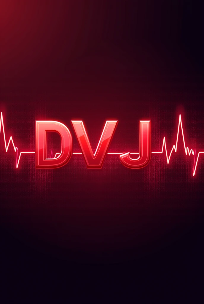 photo with a heartbeat design with red letters and a heartbeat lines in the background that says “DVJ❤️”