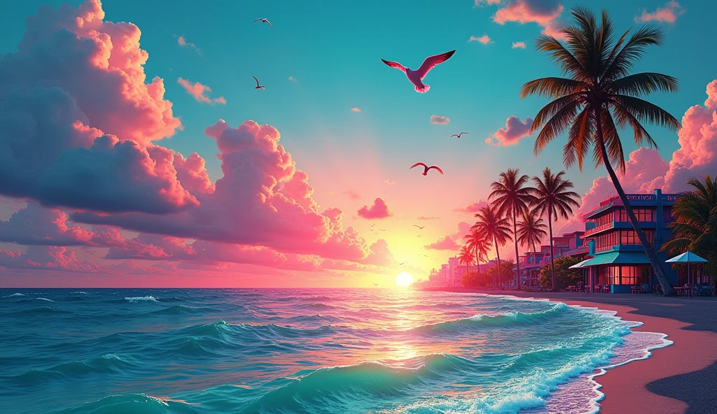 (((sky))) with clouds and the sea, vice city gta