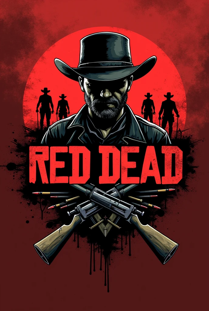 Create a logo for a shooting game guild written RED DEAD