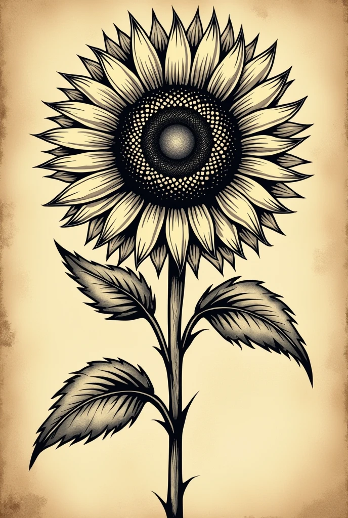 A very simple and masculine sunflower image for an old school tattoo