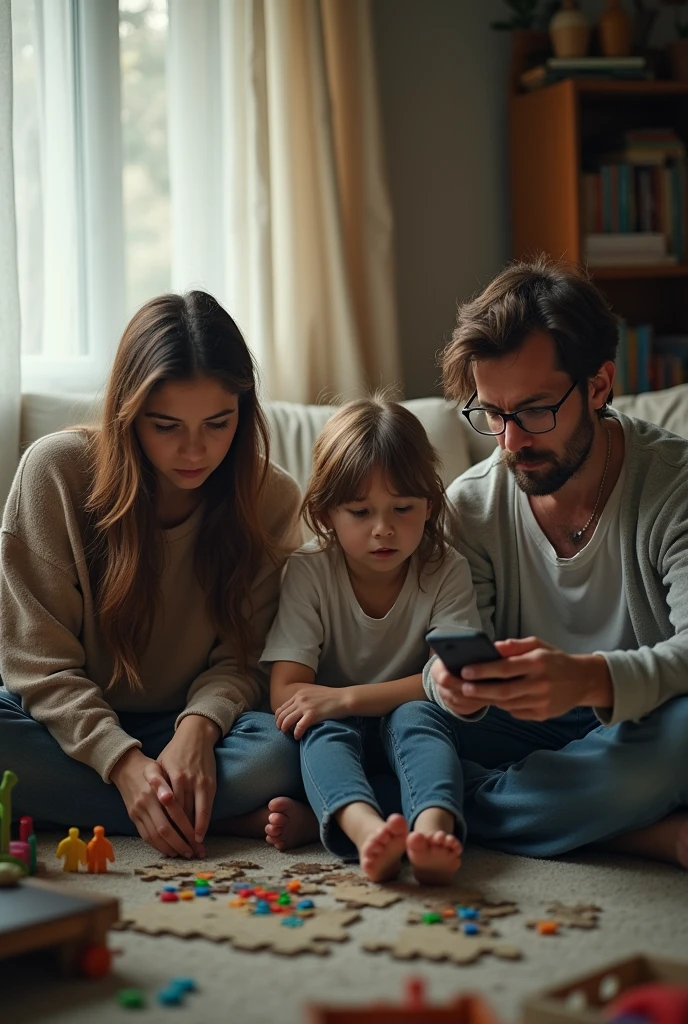Beautiful and stunning Image of a bored and helpless family of 4 members