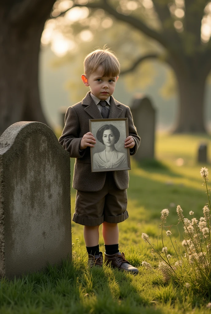 1 boy looking at his mother's grave in the 1920s