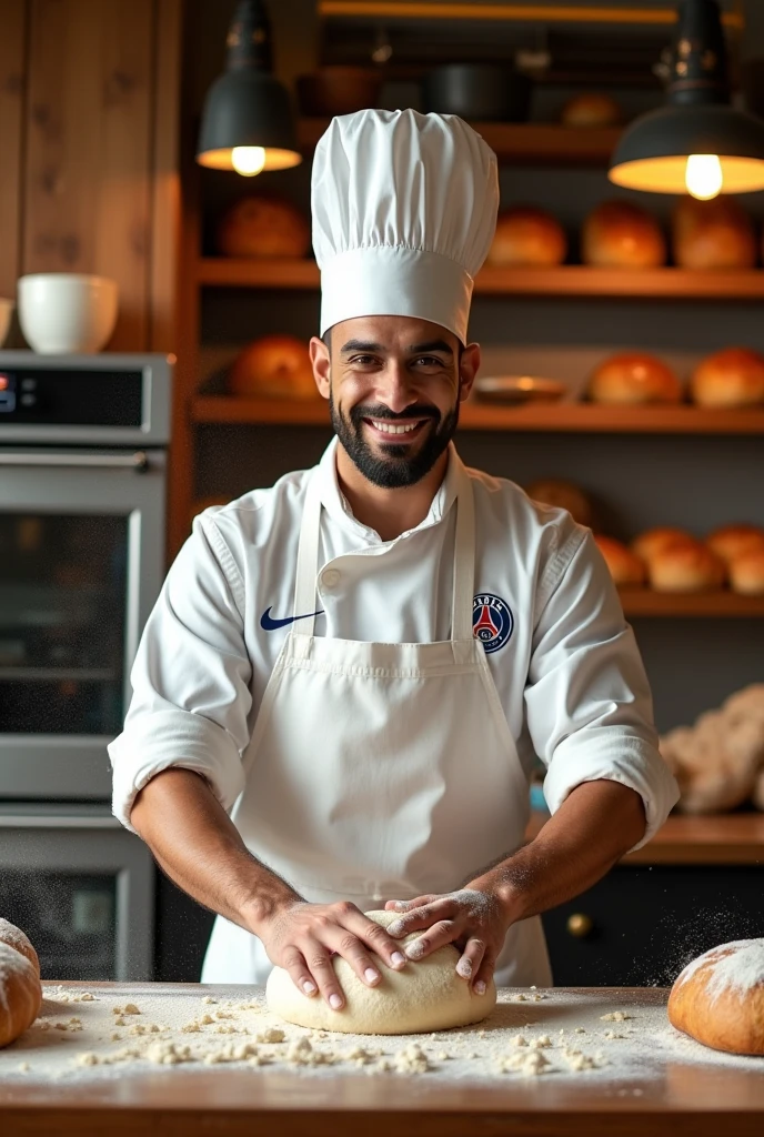 PSG player in baker with Hakimi's head