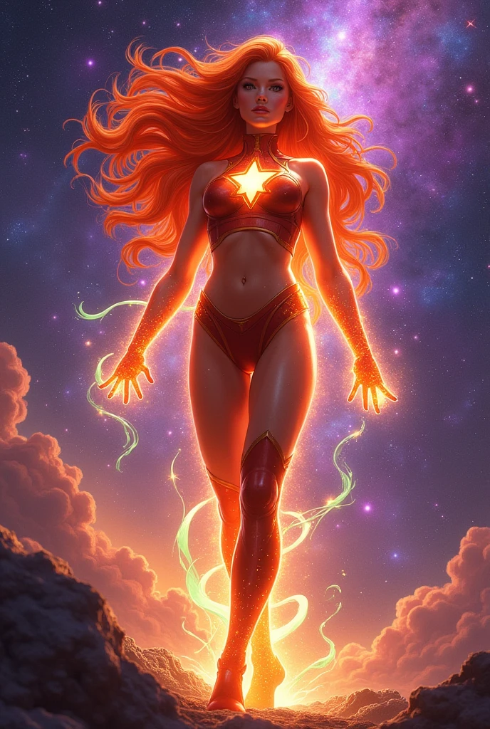 (high resolution, dynamic angle) A gorgeous (male/female) protagonist with (smiling/narcissistic) expressions, wearing a (modern/classical) outfit that embodies the god of self love, standing on top of a majestic mountain, with vibrant and colorful clouds, showcasing the power and beauty of self-love.