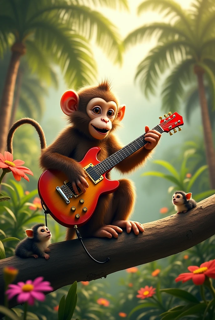 Monkey playing guitar