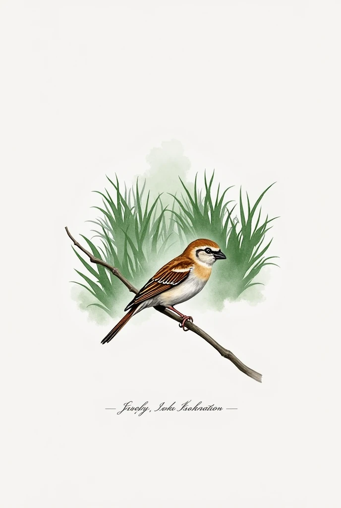 Make a realistic sparrow image, but in drawing, let it be simple