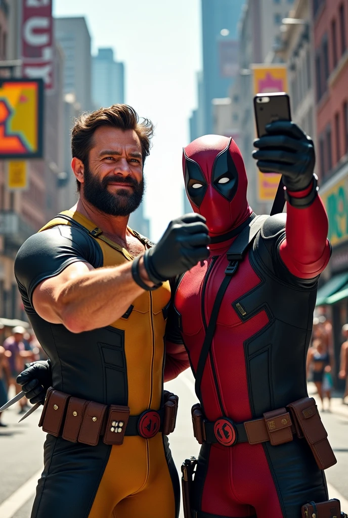 volverine and dead pool taking a selfie