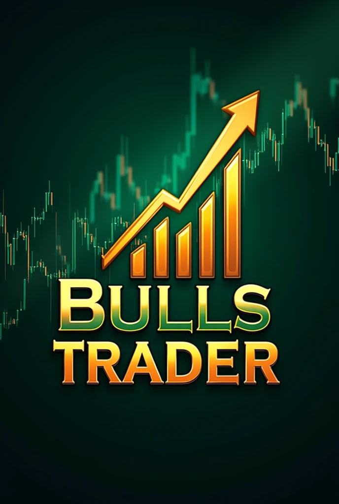 A logo with financial market charts in the background and the word BullsTrader highlighted in the middle