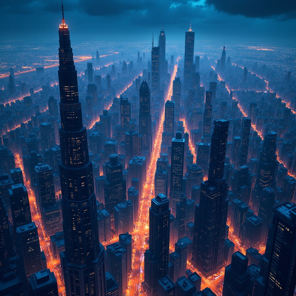 map rpg, ((Map of an entire large city, with large buildings, current modern city, seen from above, as a satellite image.)), game art, battlemap, current modern theme, seen from above, role-playing game, nighttime environment, (with realistic proportions and textures, intricate details, handdrawn, vibrant, cinematic lighting, masterpiece, 8k:1.2)