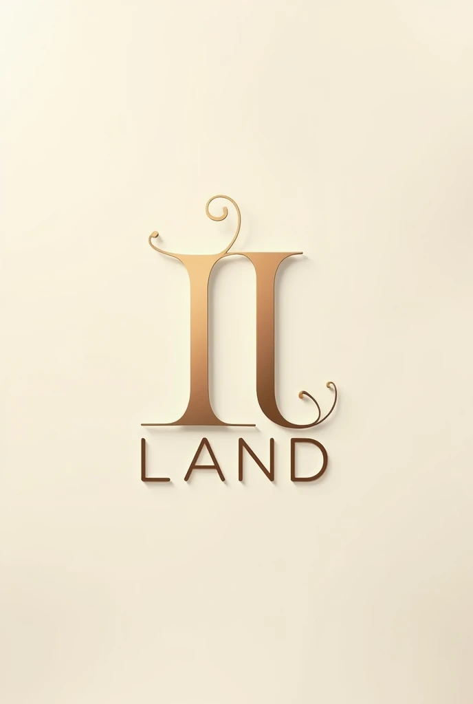 A sleek, detailed beige logo that says I-LAND