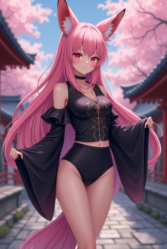 how pussy, skirt lift, vagina, pink cat, labia minora, spread your legs, put your knees up, anime, 1 girl, blue eyes, , cute face, long hair, Pretty dresses, 4K, high definition ultra, pink hair, smile, topless, NSFW, Night sky with river and beautiful flowers, pussy juice