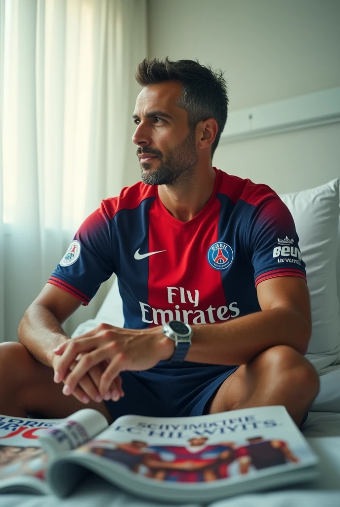Luis Enrique with the PSG jersey in hospital
