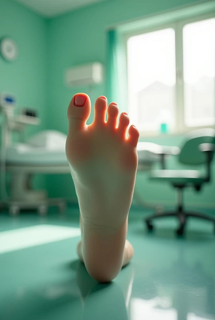 Human life toes foot six toes shown picture background green hastane odasında