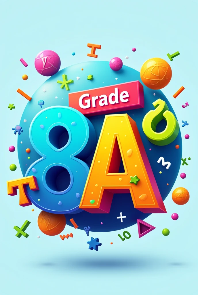 logo "Grade 8a° Maths 3D colors