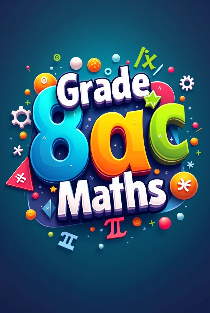 logo "Grade 8a° Maths 3D colors