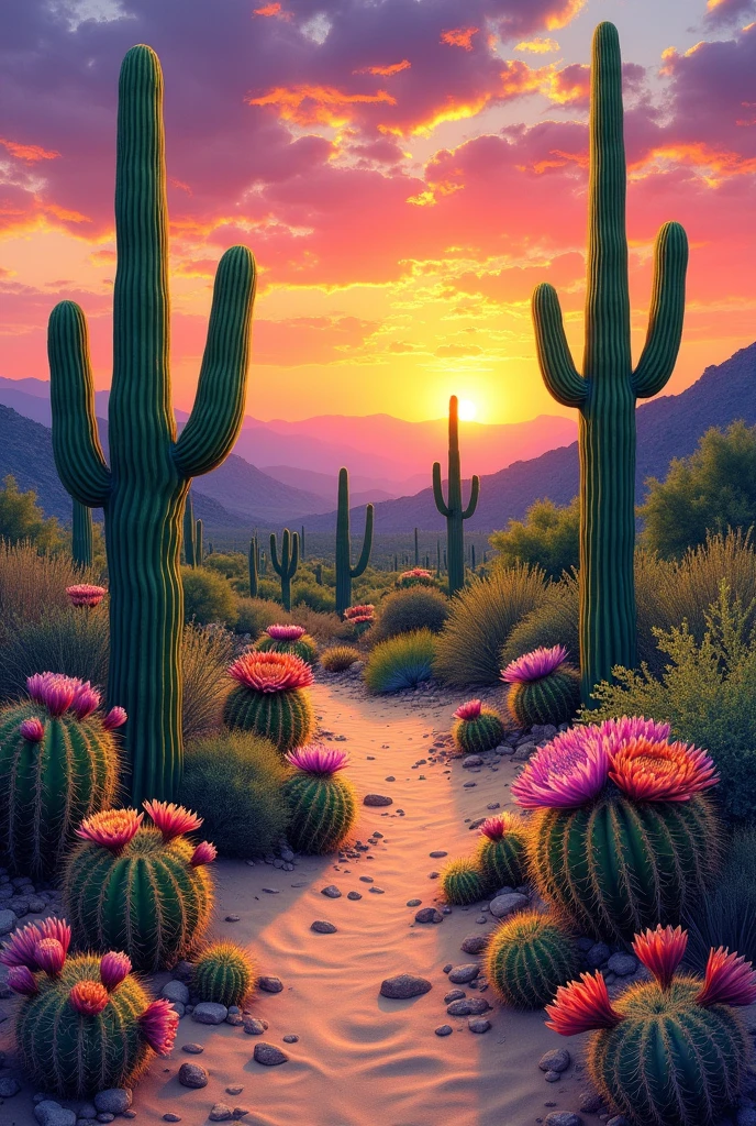 Create an art with lots of cacti Size 21x10