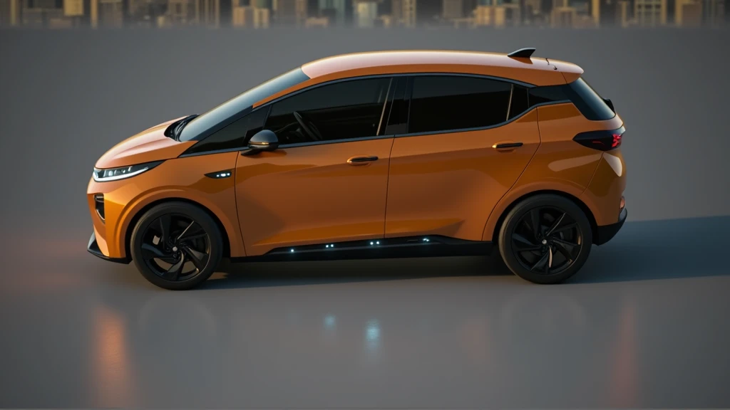 orange car, hatchback, 2024, Futuristic,