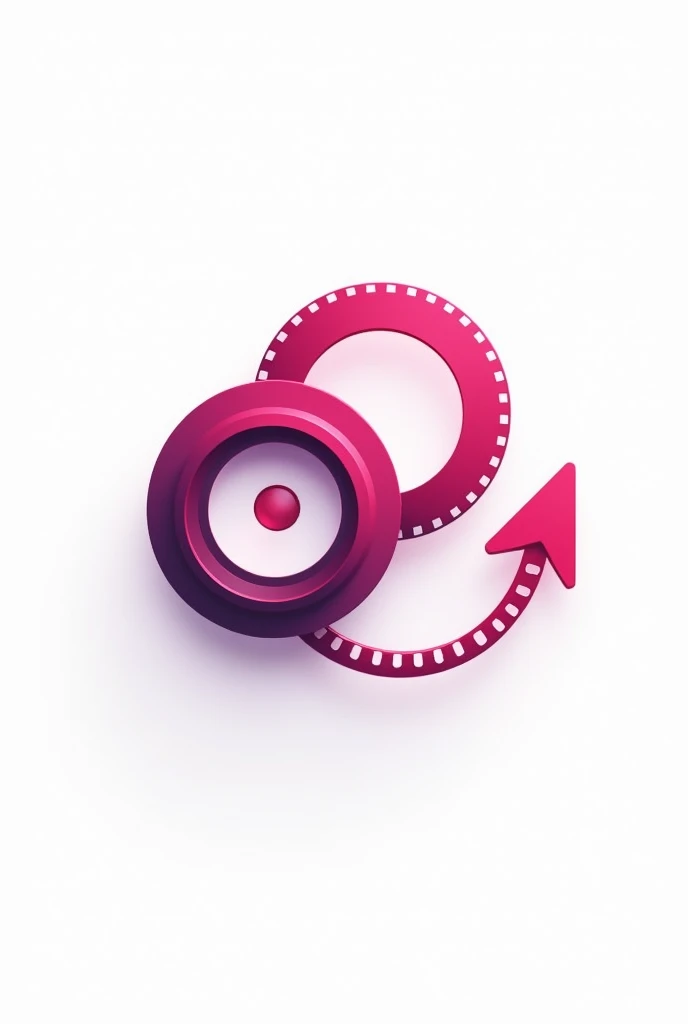 icon that reflects Videos and Commercial Photography (Production of Audiovisual Content), in pink and fuchsia tones for a creative marketing agency. Simple but creative Keep the same style