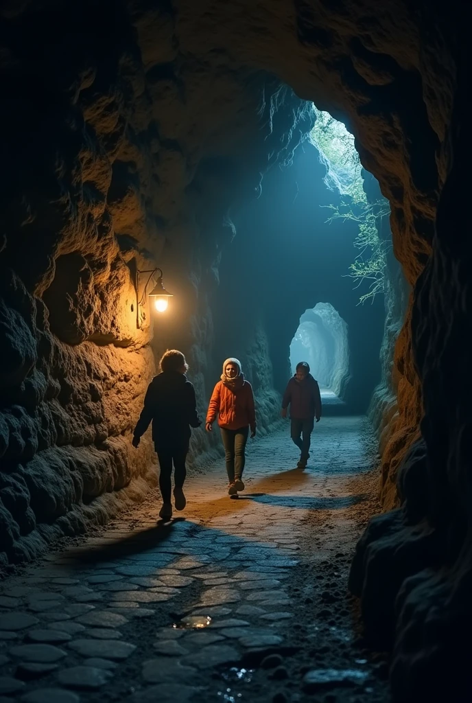However, As they went deeper into the tunnel, the atmosphere changed. A cold wind blew, and the lanterns began to flicker. “Do you hear that??" Alexandra whispered, with a fearful tone. A distant echo resonated, and the children looked at each other with big eyes. “Maybe it's the monster that protects the mine," Emily said, trying to sound brave. “It is said that he appears if someone gets lost.," added Agustina, remembering the legend they had heard.
suddenly, A dull thud echoed behind them.. “Run!!" Emily screamed, and everyone started running through the tunnel, laughing and screaming at the same time. Fear mixed with adrenaline, and although they were scared, The thrill of adventure kept them together.