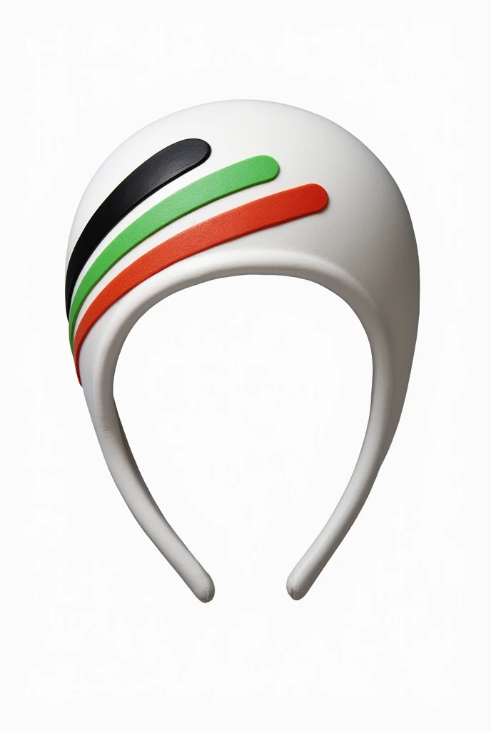 White headband with lines red and green on top and lines black and gold below leaving the middle white and it should have a white background