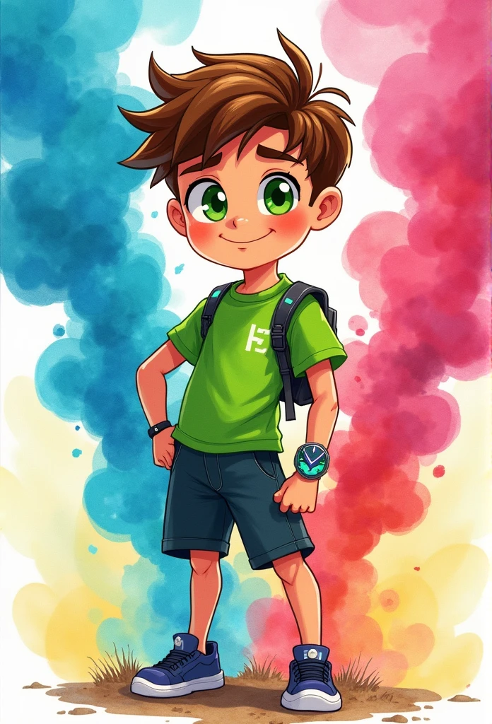 ben10  old, watercolor, colorfull, smoke, high definition,