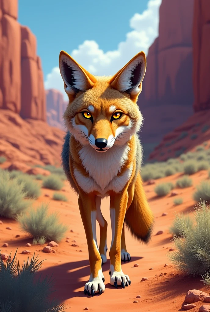 Illustration of a coyote looking straight ahead 