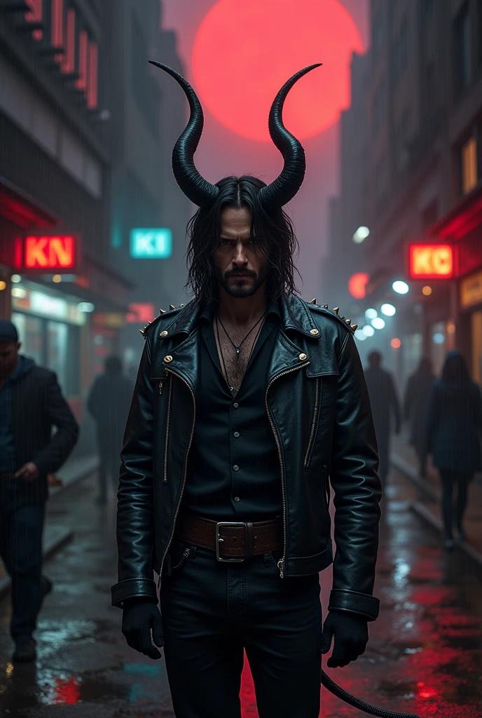 Norman Reedus with a tail and horns like a demon