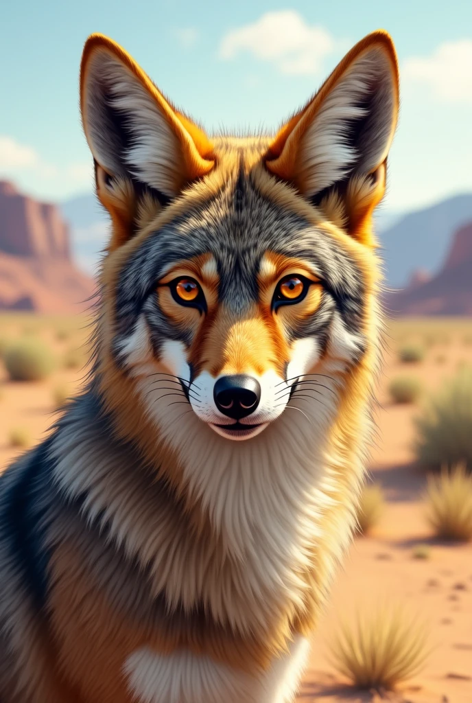 Drawings of a coyote looking straight ahead with only the head 