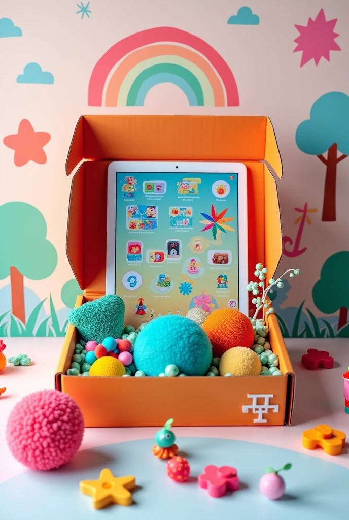 A fun box for autistic people with a tablet and sensory activities that help with development