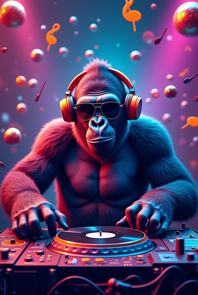 Gorila dj, sunglasses, PNG, drawn, maximalism, surrealismo
