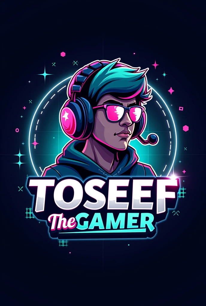 Create a logo for Toseef The Gamer 16:9 ratio horizontal