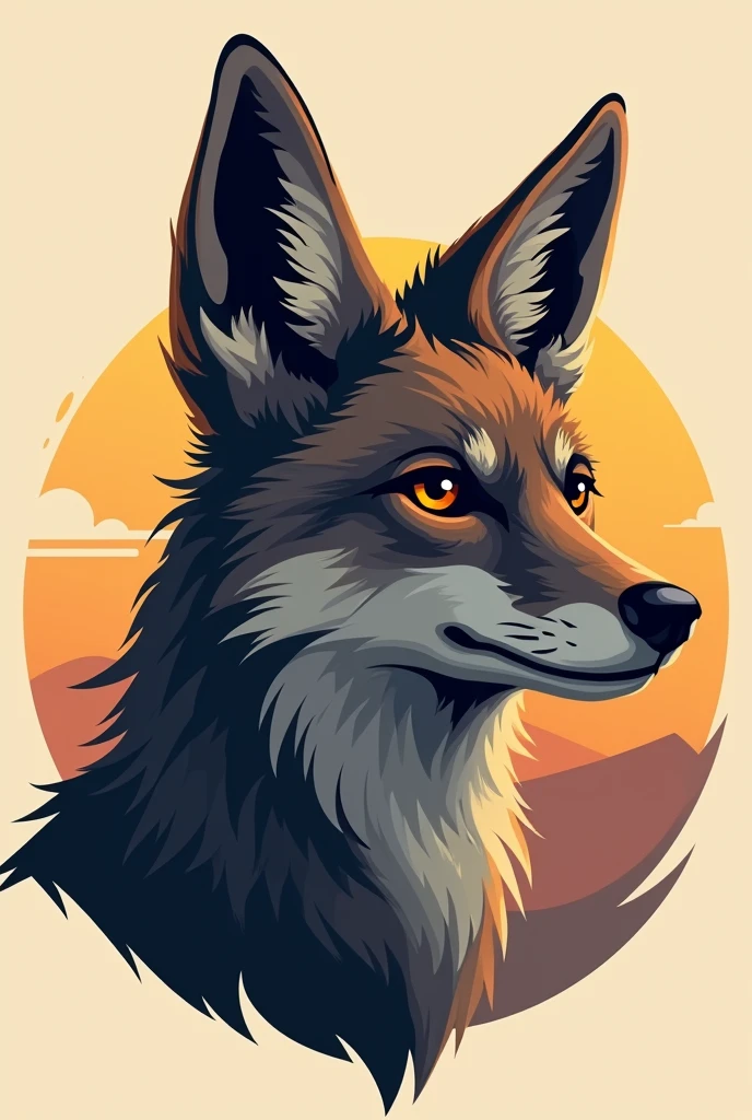 Drawings of a coyote looking straight ahead, only the head for a logo