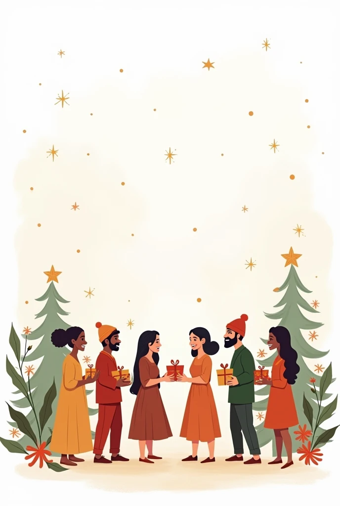 Create an image for a banner with the theme “Christmas solidarity” with a completely white background with a Christmas theme without too much exaggeration