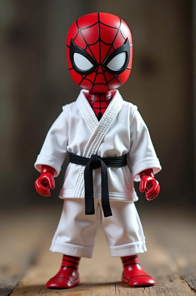 make a mini spiderman with white taekwondo dobok a little more realistic