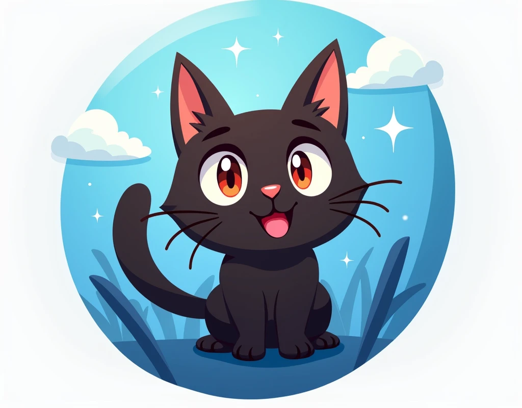 coin logo , tone network , dark brown cat , blue background , oggy inu , cat inu